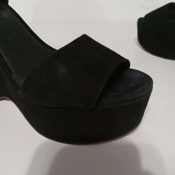 Michael Kors Black Platform Wedge Sandal Size 7 - Picture 7 of 11